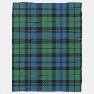 Play Klan Campbell Tartan Grönt Blue Black Check Fleecefilt