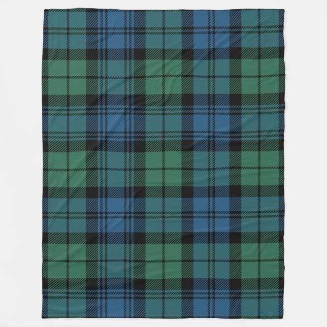 Play Klan Campbell Tartan Grönt Blue Black Check Fleecefilt (Framsidan)