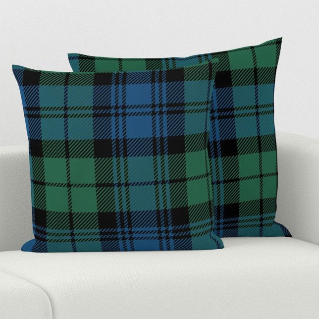 Play Klan Campbell Tartan Grönt Blue Black Check Kudde (Rustic Plaid Farmhouse Campbell Tartan Throw Pillow)