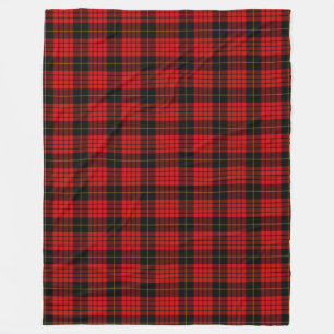 Play Klan MacQueen Tartan Red Black Check Mönster Fleecefilt