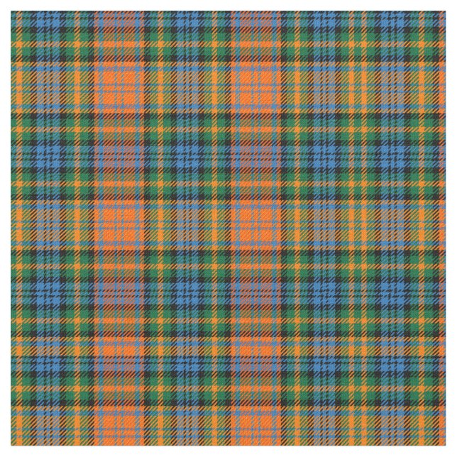 Play Klan Murray Tartan Orange Blue Grönt Check Tyg (Närbild)