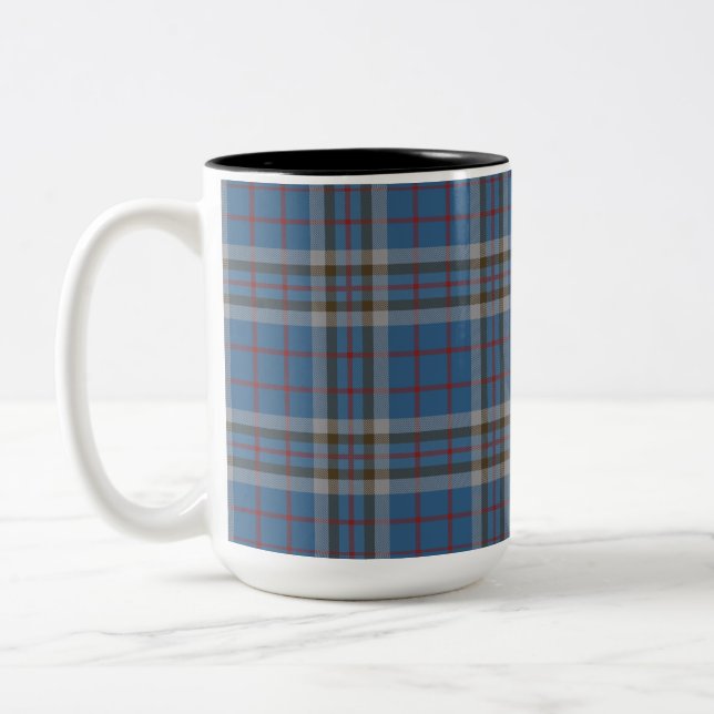 Play Klan Thompson Tartan Blue Grått Check Två-Tonad Mugg (Vänster)