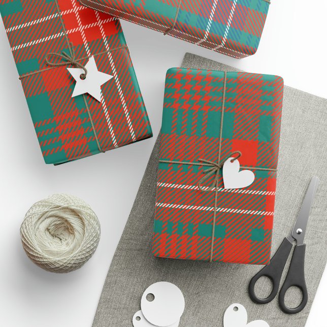 Play Klan Wilson Orange Blue Check Tartan Presentpapper (Rustic Plaid Clan Wilson Tartan Wrapping Paper)