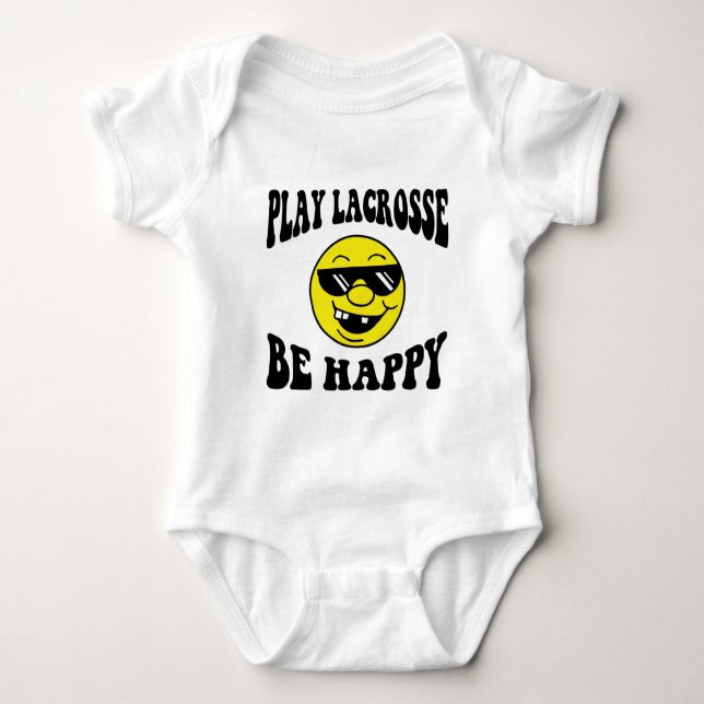 Play Lacrosse Be Lycklig T Shirt (Framsida)