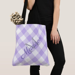 Play Lavender Lila Cute Girly Namn Monogram Tygkasse