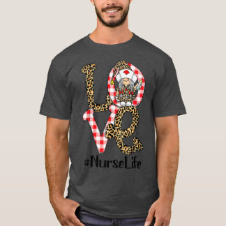 Play Leopard Gnome KÄRLEK Nurse Life Funny Valenti T Shirt
