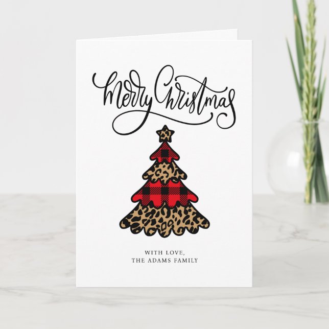 Play & Leopard Skriv ut Julgran Kort (Framsida)