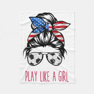 Play Like A Girl Usa Women Soccer Funny Fleecefilt
