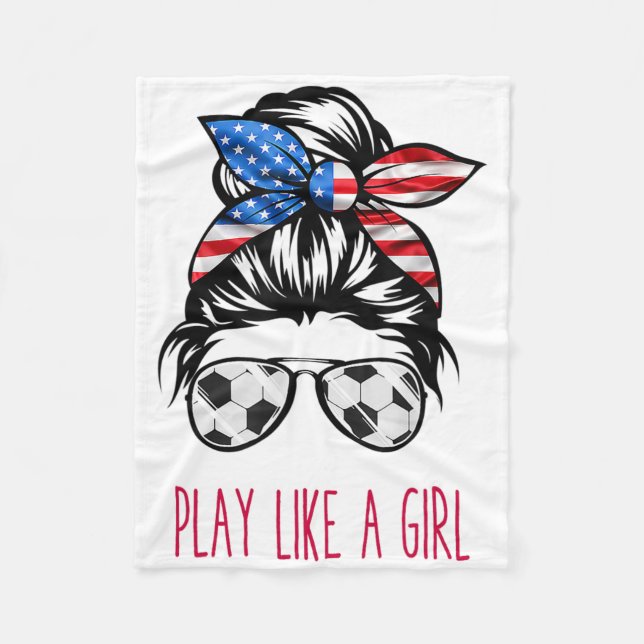 Play Like A Girl Usa Women Soccer Funny  Fleecefilt (Framsidan)