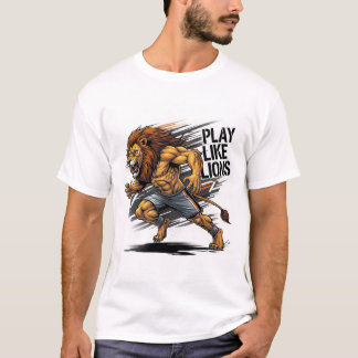 Play Like  Lion – Moroccan Flag Power & Football  T Shirt