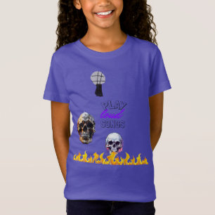 Play Loud Sång Skull Flame Lila Kids T Shirt