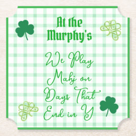 Play Mahjong Days End Y Watercolor Shamrocks Underlägg Papper