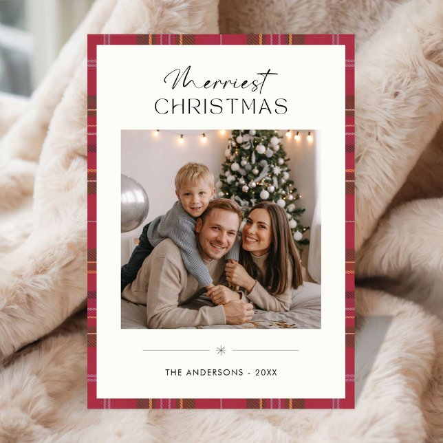 Play Merriest jul Simple Family Photo Ivory Julkort (Skapare uppladdad)