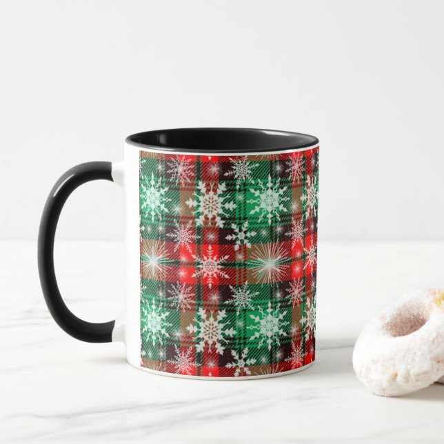 Play och Snöflingor jul Mönster 1 Mugg (Med munk)
