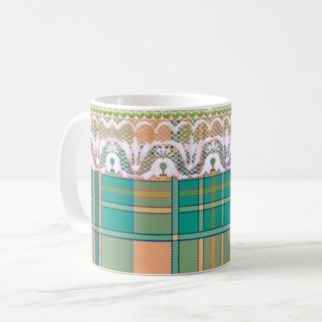 Play och snöre grönt peach gullgig kaffemugg (Framsida vänster)