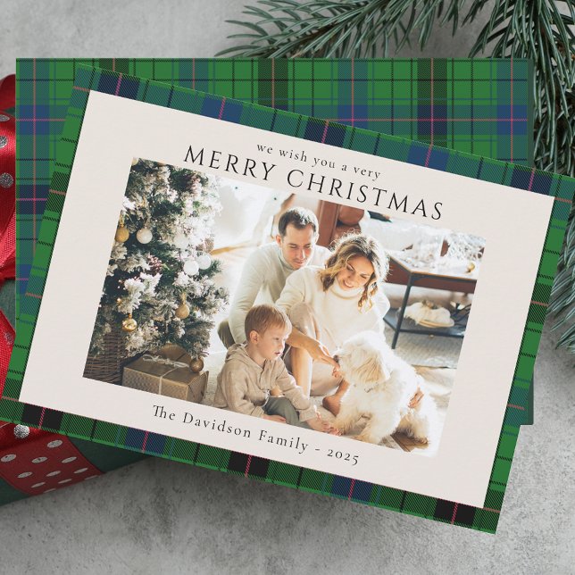 Play Photo Anpassningsbar Tartan jul Julkort (Plaid Photo Custom Tartan Christmas Holiday Card)