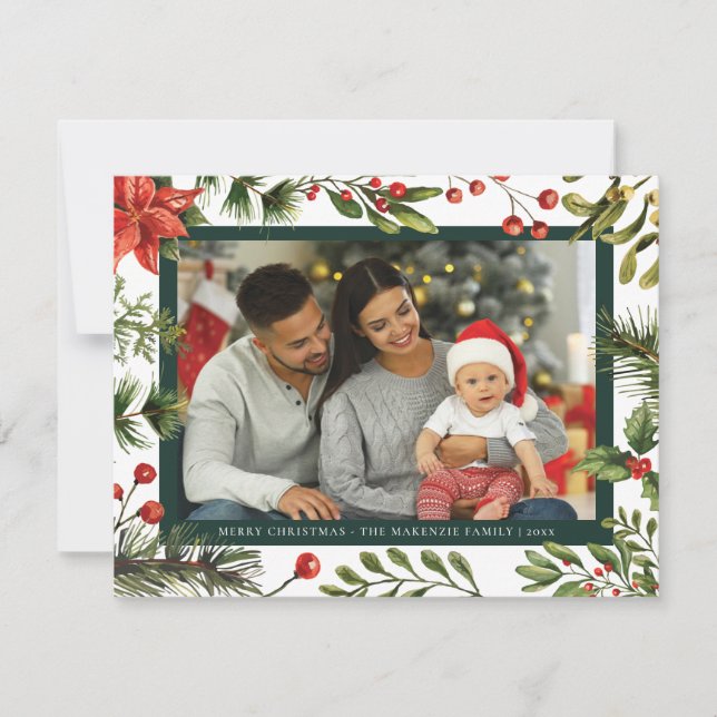 Play Poinsettia Family Photo MacKenzie Tartan Julkort (Framsida)