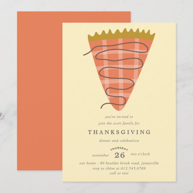 Play Pumpkin Paj Thanksgiving Middag Inbjudningar (Fram/baksida)