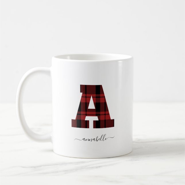Play Red and Black Monogram Brev ’A’ Kaffemugg (Vänster)