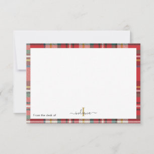 Play Red Monogram Script Rustic Namn Tack Kort
