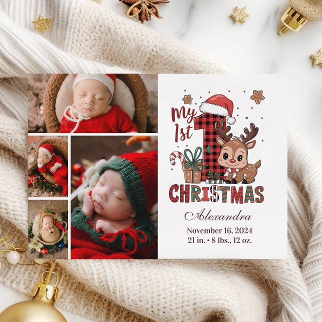 Play Reindeer 4 Foto Första jul Julkort (Skapare uppladdad)