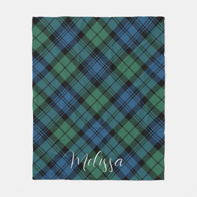 Play Rustic Blue Grönt Campbell Tartan Fleecefilt (Framsidan)