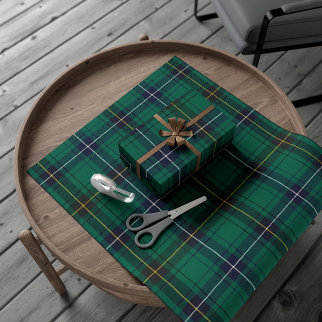 Play Rustic Henderson Grönt jul Tartan Presentpapper (Plaid Clan Henderson Tartan Wrapping Paper)