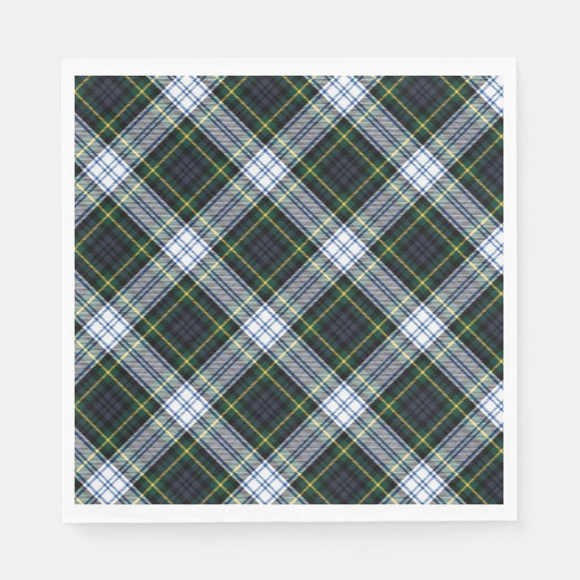 Play Rustic Klan Gordon White Grönt Tartan Papper Pappersservett (Framsidan)
