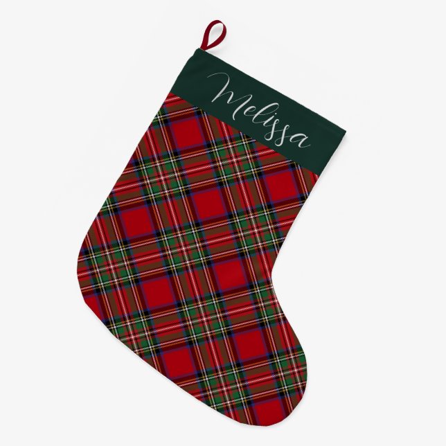 Play Rustic Red Grönt Personlig Stewart Tartan Stor Julstrumpa (Framsidan (Hängande))