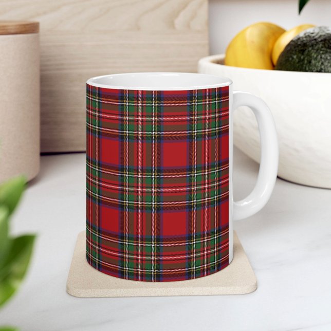 Play Scottish Klan Stewart Red Grönt Blue Check Kaffemugg (Plaid Scottish Clan Stewart Red Green Blue Check Coffee Mug)