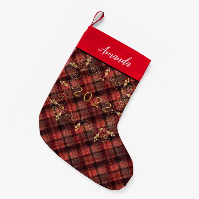 Play Scottish tartan Red Classic Small Chri Liten Julstrumpa (Framsidan (Hängande))
