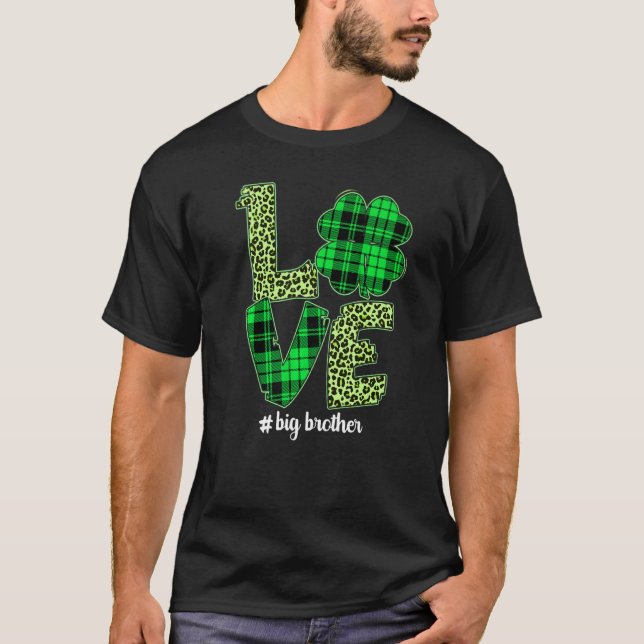 Play Shamrock Kärlek Big Brother Leopard St Patric T Shirt (Framsida)