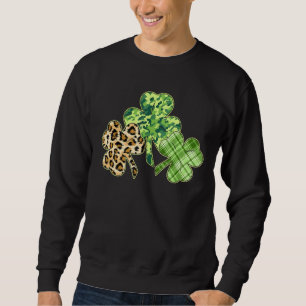 Play Shamrock Leopard Camouflage Funny St Patrick Lång Ärmad Tröja