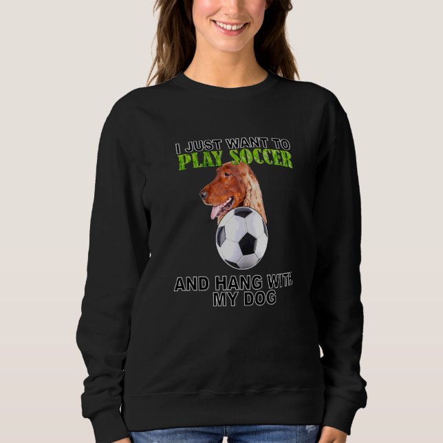 Play Soccer hängw Hund Irish Setter T Shirt (Framsida)