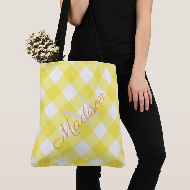 Play Summer Gult Cute Girly Namn Monogram Tygkasse (Närbild)