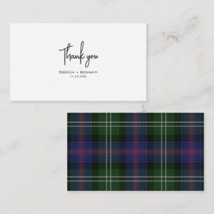 Play Tartan Grönt Lila Rustic Bröllop Tack Anteckningskort