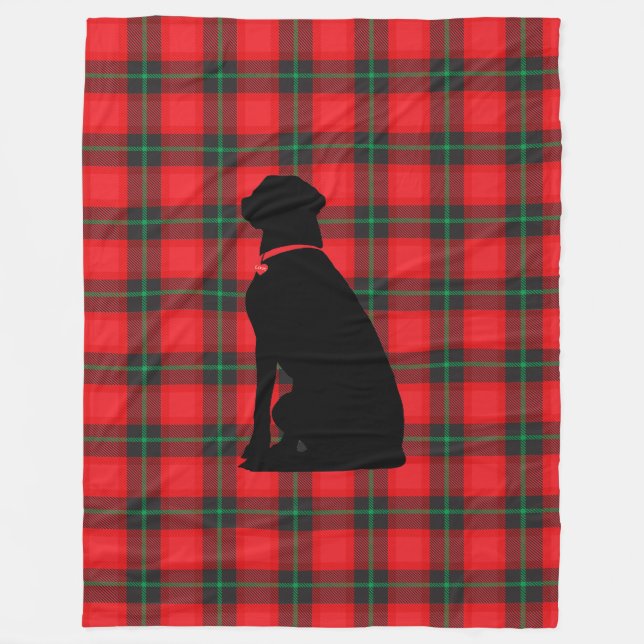 Play Tartan Red Black Mönster Hund Kärlek Comfy Fleecefilt (Framsidan)
