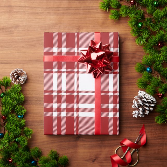 Play Tartan Red White Helgdag - jul Presentpapper (Julgåva)