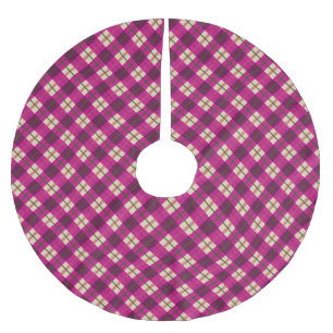 Play Tartan Rosa Lila Checkded Julgransmatta Borstad Polyester