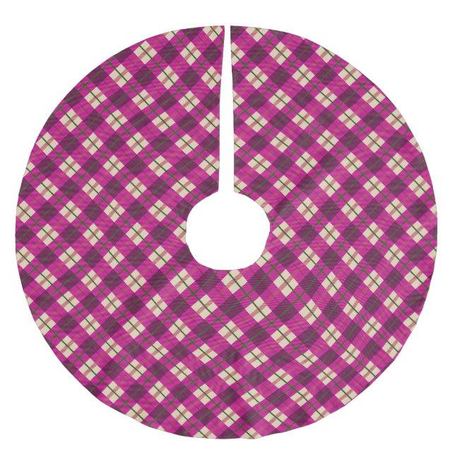 Play Tartan Rosa Lila Checkded Julgransmatta Borstad Polyester (Framsidan)