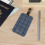 Play Thompson Klan Blue Grått Check Anpassningsbar Bagagebricka<br><div class="desc">Cute plaid klan Thompson tartan mönster bagagemärke. Perfekt för att märka bagaget när du åker iväg. Lägg till ett namn genom att klicka på knappen "Anpassa".</div>
