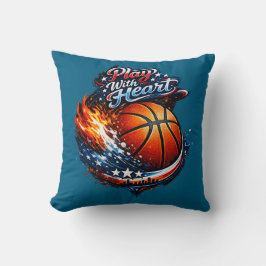 Play With Heart Basketball Motivational Throw Pill Kudde