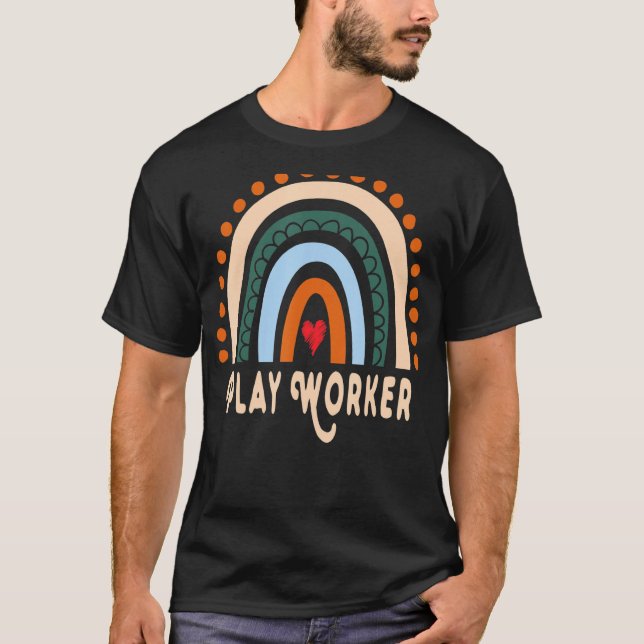 Play Worker Rainbow Cute Apprecition Essential Wo T Shirt (Framsida)