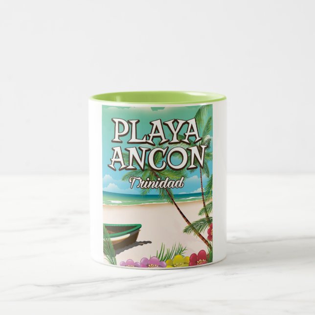 Playa Ancón Trinidad-reseaffisch Två-Tonad Mugg (Center)