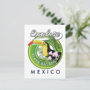 Playa Balandra Mexico retro logotyp Vykort