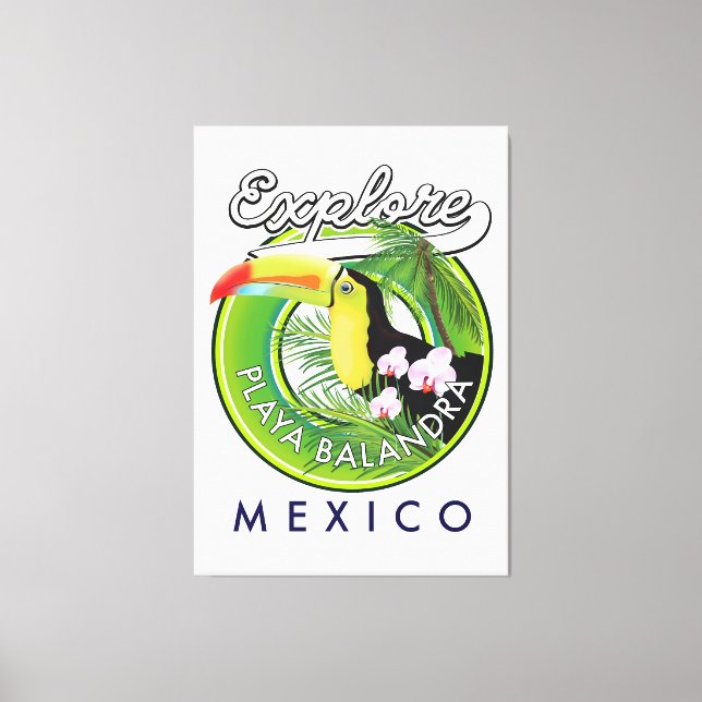 Playa Balandra Mexiko retro logotyp Canvastryck (Framsida)