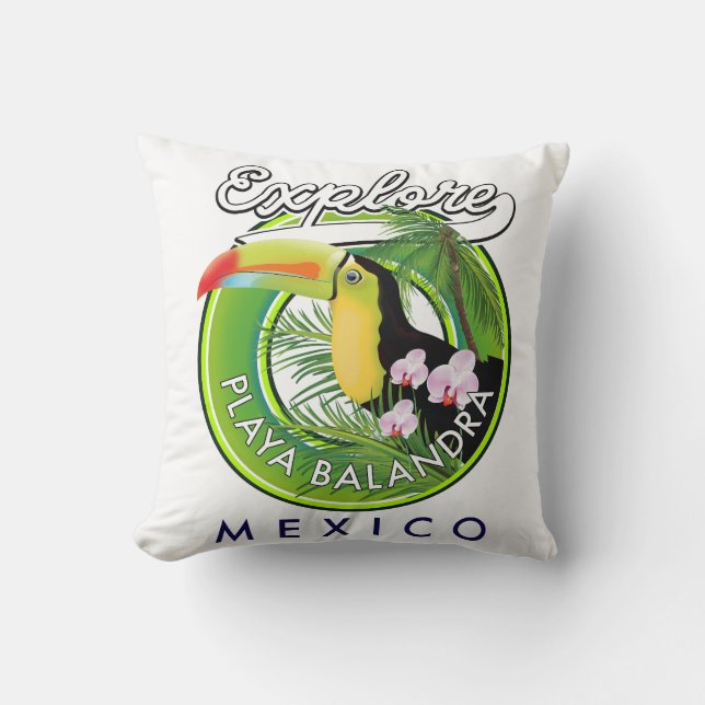 Playa Balandra Mexiko retro logotyp Kudde (Framsida)