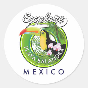 Playa Balandra Mexiko retro logotyp Runt Klistermärke
