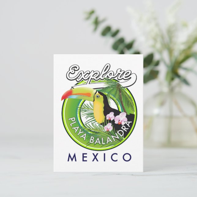Playa Balandra Mexiko retro logotyp Vykort (Stående Fram)