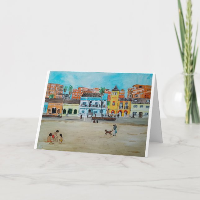 Playa de la Malvarrosa Painting av Alfred Fox Kort (Framsida)